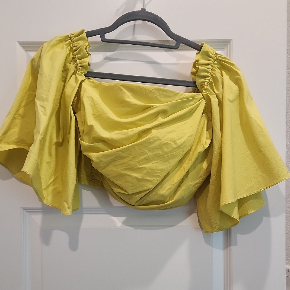 Tanya Taylor Yellow Draped Blouse